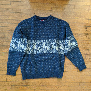 Vintage blue and cream winter/Christmas sweater